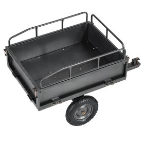 Garden Utility Trailer, 10 Cu. Ft & 500lbs Capacity, ATV UTV Hauling Trailer, Tow Behind Steel Dump Cart with 14" Tires, Hand Pull or Foot Pedal