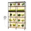 Plant Shelf with Grow Light, 6-Tier Double-Row Plant Stand, 71in Tall Indoor Plants Display Rack with Wheels & Timer, 200W Full Spectrum Grow Lights