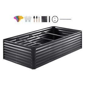 Raised Garden Bed, 8 x 4 x 2 ft Galvanized Metal Planter Box, Outdoor Planting Boxes with Open Base