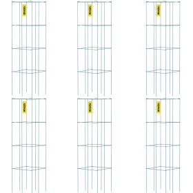 Tomato Cages, 14.6" x 14.6" x 39.4", 6 Packs Square Plant Support Cages, Green PVC-Coated Steel Tomato Towers for Climbing Vegetables, Plants