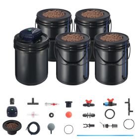 RDWC Hydroponics System Recirculating Deep Water Culture 4 Buckets 5 Gal