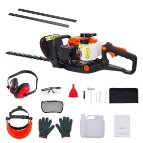 23.2-inch 26CC 2 Cycle Gas Hedge Trimmer, Gas Powered Handheld Hedge Trimmer with Dual Sided Dual Action Blade, 180Â° Adjustable Trimmer Head