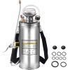 2Gal Stainless Steel Sprayer, Set with 20" Wand& Handle& 3FT Reinforced Hose, Hand Pump Sprayer with Pressure Gauge&Safety Valve