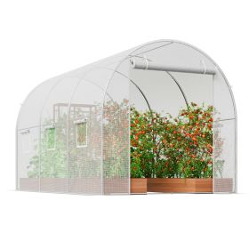 Walk-in Tunnel Greenhouse, 9.6x6.4x6.2 ft Hoop House Greenhouse Tunnel, Plant Hot House with Galvanized Steel Frame, White PE Cover