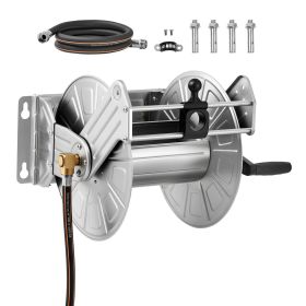 Wall Mounted Garden Hose Reel, Holds 150 ft 5/8-inch Water Hose Winder, Heavy-Duty Stainless Steel