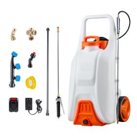 Battery-Powered Sprayer with Wheeled Cart, 13.1 Gallons Electric Weed Sprayer, Adjustable 0-80 PSI, Yard Lawn Sprayers with Wheels