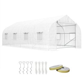 20' x 10' x 7' Tunnel Greenhouse Large Walk-In Warm House, Roll Up Door