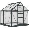 Polycarbonate Greenhouse, Heavy Duty Outdoor Aluminum Walk-in Green House Kit Vent Door, 6.2'x6.2'x6.6' Gray