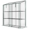 Lean-to Greenhouse, Portable Greenhouse with 3 Tier Shelves, 2 Roll-Up Zippered Doors, 56.3" x 18.1" x 59.4", Clear