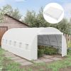 20' x 10' x 7' Greenhouse Replacement Walk-in PE Hot House Cover with 12 Windows Roll-Up & Zipper Door, White