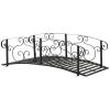 6' Metal Arch Backyard Garden Bridge, Safety Siderails, Arc Footbridge for Backyard Creek, Stream, Pond, Black