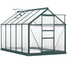 6' x 10' Greenhouse for Outdoors, Polycarbonate Greenhouse with Rain Gutter and Roof Vent