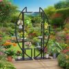 Metal  with 5 Levels And 2 Hooks - Balcony Floor Flower Staircase Garden Plant Stand Rack for Outdoor Living Spaces