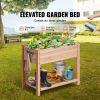 Raised Garden Bed, 34 x 18 x 30 in Wooden Planter Box, Elevated Outdoor Planting Boxes with Legs