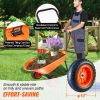 Wheelbarrow Cart, 5 Cu. Ft. Load & 397 lbs Capacity, 2 Wheels Garden Dump Cart, Garden Wagon with Handle & 10" Wide Track Wheels
