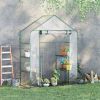 Mini Greenhouse 56 x 29 x 77 Walk-in Garden Hot House with Shelves Roll-Up Door Weatherized Cover Deep Green