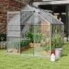 12' x 6' Aluminum Greenhouse, Polycarbonate Walk-in Garden Greenhouse Kit with Adjustable Roof Vent, Rain Gutter and Sliding Door, Silver