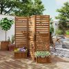 62.5" x 19" x 66" Wood Panel Trellis w/ 4 Planter Box Raised Bed for Garden Natural Wood