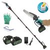 2-In-1 8' Cordless Electric Pole Saw and Mini Chainsaw with Extension Poles 2Pcs 21V 3.0Ah Batteries Adjustable Length Chain Saw With Auto Oiler Safet