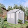 8' L x 6' W x 7' H Outdoor Walk-In Tunnel Greenhouse with Roll-up Windows, 2 Zippered Doors & Weather Cover, White/Gray