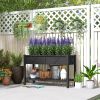 Raised Garden Bed, 47 x 22 x 31.5in Elevated Wood Planter Box with Storage Shelf, Drainage Holes and Liner, Black