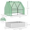 4'x3' Galvanized Raised Garden Bed with PE Greenhouse Cover, Metal Planter Box with Roll-Up Door for Flowers, Vegetables, Green
