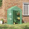 Walk-in Greenhouse 56x29x77 inches with 4 Shelves Roll-Up Door Weatherized Cover Green