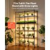 Plant Shelf with Grow Light, 6-Tier Double-Row Plant Stand, 71in Tall Indoor Plants Display Rack with Wheels & Timer, 200W Full Spectrum Grow Lights