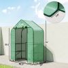 Greenhouse for Outdoors, Portable Greenhouse with 6 Shelves, UV-resistant PE Cover, Roll-up Door, Green