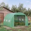 10' x 10' x 7' Walk-in Tunnel Greenhouse with High-Quality Transparent PE Cover, Zipper Doors & Windows