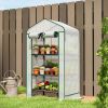 Mini Greenhouse with Screen Roof, Portable Small Greenhouse with Roll-Up Zipper Door, 27.6" x 19.7" x 50", White