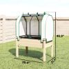 Raised Garden Bed with PE Greenhouse Cover Outdoor Planter Box for Herbs and Vegetables, 35 x 22 x 47 inch, Natural