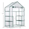 Mini Greenhouse 56 x 29 x 77 Walk-in Garden Hot House with Shelves Roll-Up Door Weatherized Cover Deep Green