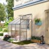 Aluminum Greenhouse Polycarbonate Walk-in Garden Greenhouse with Adjustable Roof Vent, Rain Gutter and Sliding Door, 6' x 4' x 7' Clear