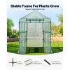 Walk-in Greenhouse, 55.5" x 56.1" x 78.7" Greenhouse for Outdoors with PE Cover, 2 Tiers 8 Shelves, Roll-Up Zipper Door, Walk in Green House