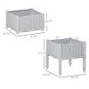 Raised Garden Bed 2-Piece Gray with Legs Self-Watering for Growing Herbs Vegetables