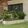 7.9ft Galvanized Raised Garden Bed Kit, Metal Planter Box with Safety Edging for Flowers Vegetables, Cream White