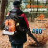 Backpack Leaf Blower, 52CC 2-Cycle Leaf Blower with 1.37L Fuel Tank, 480CFM Air Volume 175MPH Speed, Ideal for Lawn Care, Leaf Cleaning