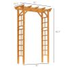 Garden Arbor Arch Trellis 7 ft Wood with Natural Fir Side Panel for Climbing Vines Outdoor Orange