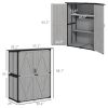 Wood Storage Shed, Outdoor Garden Shed with Asphalt Roof, 2 Shelves, Lockable Doors and Adjustable Feet, Gray