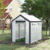 Outdoor Walk-In Tunnel Greenhouse with Roll-up Windows, 2 Zippered Doors, & Weather Cover, 8' L x 6' W x 7.4' H