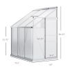 Aluminum Greenhouse Polycarbonate Walk-in Garden Greenhouse with Adjustable Roof Vent, Rain Gutter and Sliding Door, 6' x 4' x 7' Clear