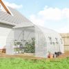 10'x11'x6' Walk-in Tunnel Greenhouse with Shelves, Mesh Door and Windows, Hoop House Greenhouse with PE Cover, White