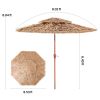 Tiki Umbrella, 9 ft Thatched Patio Umbrella with Tilt, 2-Tier Hawaiian Style Beach Parasol with PP Thatch and 8 Metal Ribs