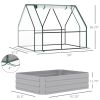 Raised Garden Bed with Greenhouse, Steel Planter Box with Plastic Cover, Roll-Up Window, Clear