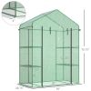 Walk-in Greenhouse 56x29x77 inches with 4 Shelves Roll-Up Door Weatherized Cover Green