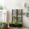 Wicker Trellis Planter, Outdoor Raised Garden Bed with Drainage Holes