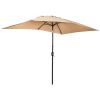 10 x 6.5 FT Square Patio Umbrella, Tilting Outdoor Market Umbrella with 6 Iron Ribs & Iron Pole, Polyester Fabric Yard Sun Shade Umbrella Khaki