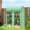 3 Tier Mini Greenhouse, Small Portable Greenhouse with 2 Roll-up Doors, 56.3" x 18.1" x 65", Green