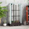 Garden Bed with Trellis, Outdoor Plant Box with PE Cover, Drainage Holes and Zipper Door, 31.5" x 15.7" x 48.8", Brown